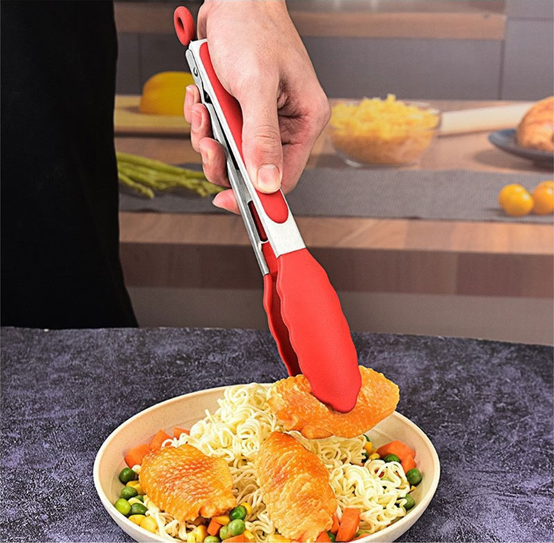 Silicone food tongs of 7 inches 9 inches and 12 inches bread tongs