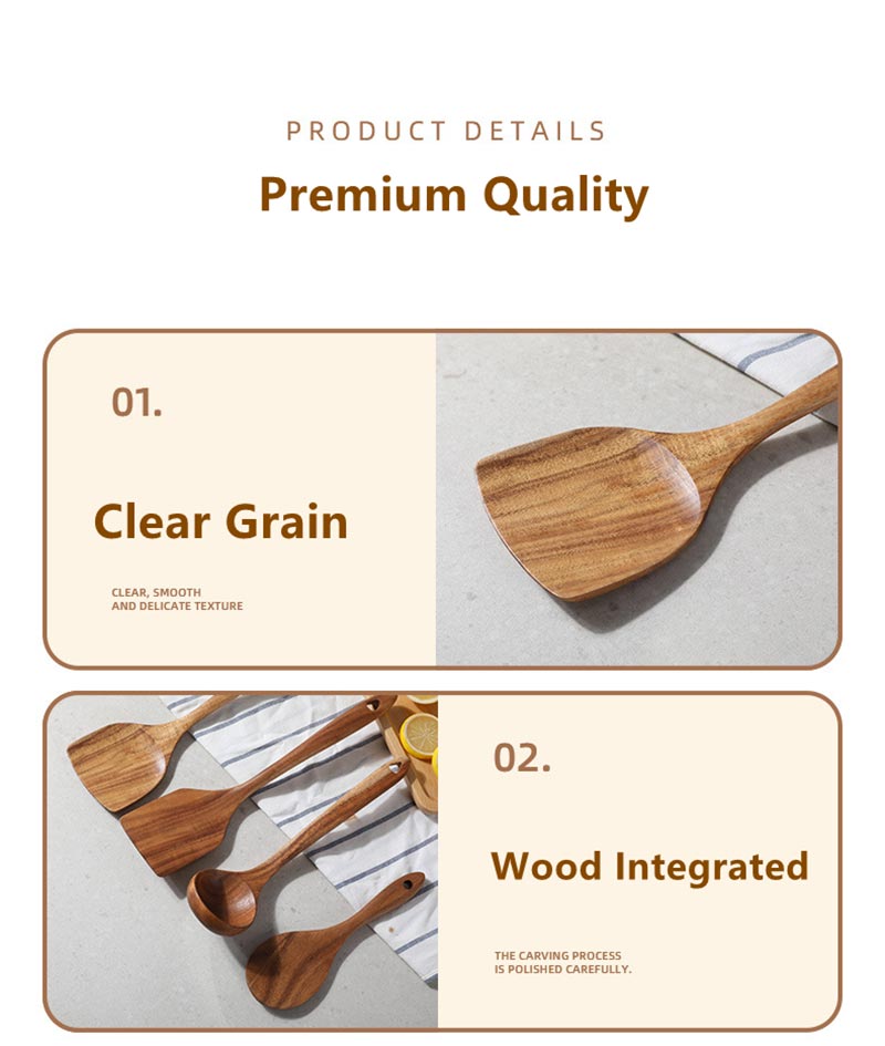 Acacia Wood Spatula Cooking Spatula Soup Spoon Wood Kitchenware Set